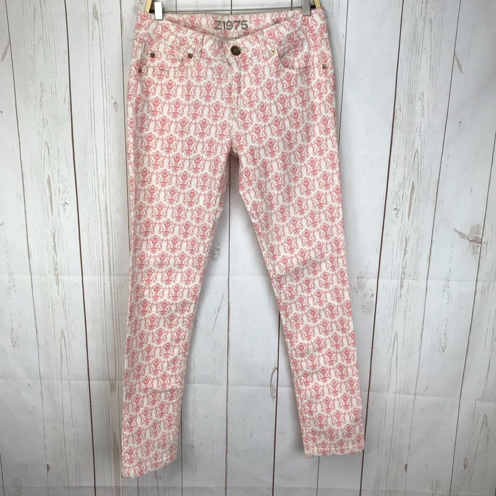 Zara Pink And White Mid Rise Skinny Jeans Size 04